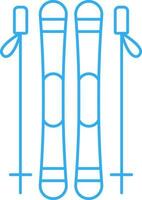 illustratie van ski bord met stok schets icoon. vector