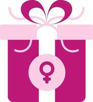 vrouw geschenk vlak icoon in roze kleur. vector