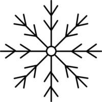 zwart dun lijn kunst illustratie van sneeuwvlok icoon. vector