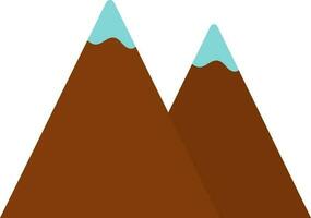 bruin en blauw sneeuw Hoes berg vlak icoon. vector