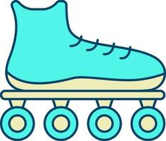 het schaatsen schoenen geel en turkoois icoon. vector