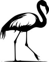 flamingo - zwart en wit geïsoleerd icoon - vector illustratie