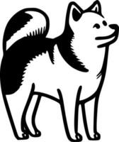 shiba - zwart en wit geïsoleerd icoon - vector illustratie