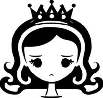 prinses, zwart en wit vector illustratie