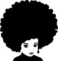 afro - zwart en wit geïsoleerd icoon - vector illustratie