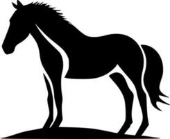 paard - zwart en wit geïsoleerd icoon - vector illustratie