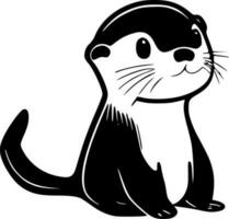 Otter, zwart en wit vector illustratie