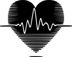 hartslag - zwart en wit geïsoleerd icoon - vector illustratie