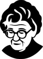grootmoeder - zwart en wit geïsoleerd icoon - vector illustratie