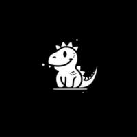 dinosaurus - zwart en wit geïsoleerd icoon - vector illustratie