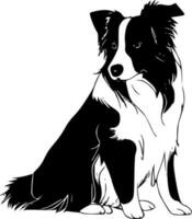 grens collie, zwart en wit vector illustratie