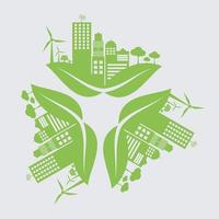 groene steden helpen de wereld met milieuvriendelijke conceptideeën vector