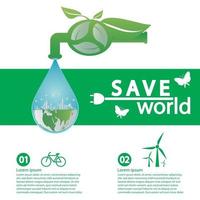 wereld met eco-vriendelijke concept ideeën infographic sjabloon vector