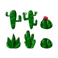 verzameling set van cactus in vlakke hand getrokken stijl vector