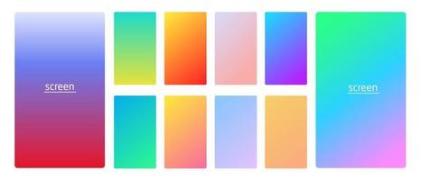 levendige en vloeiende zachte gradiëntkleuren voor apparaten pc en moderne smartphoneschermachtergronden instellen vector ux en ui ontwerp illustratie