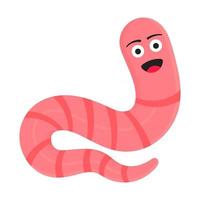 regenworm stripfiguur pictogram zucht worm met gezichtsuitdrukking glimlachen vlakke stijl ontwerp vectorillustratie geïsoleerd op witte achtergrond kruipend dierlijk schepsel vector