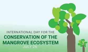 Internationale dag voor de behoud van de mangrove ecosysteem. achtergrond, banier, kaart, poster, sjabloon. vector illustratie.