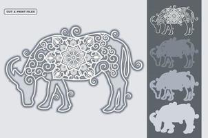 Buffalo mandala gelaagde 3D-vector vector