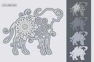 Buffalo mandala gelaagde 3D-vector vector