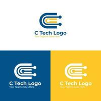 c brief grafisch vector ontwerp Verbinden de dots wetenschap technologie logo