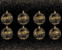 Kerst glitter gouden decoratie ballen geïsoleerd op zwart vector