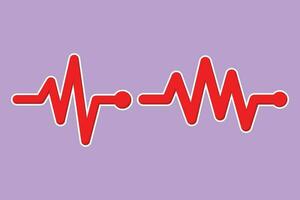 grafisch vlak ontwerp tekening hart pulse logo, label, icoon, sticker. rood en wit kleuren. hartslag eenzaam, cardiogram. mooi gezondheidszorg, medisch noodgeval symbool. tekenfilm stijl vector illustratie