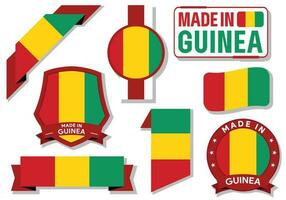 verzameling van gemaakt in Guinea badges etiketten Guinea vlaggen in lint vector illustratie