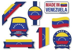 verzameling van gemaakt in Venezuela badges etiketten Venezuela vlaggen in lint vector illustratie