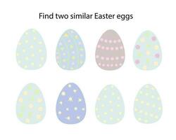 vind twee vergelijkbaar Pasen eieren leerzaam werkzaamheid voor kinderen, Pasen kip leerzaam spel, gemakkelijk tekenfilm boerderij dier vector illustratie werkblad