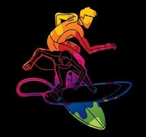 abstracte groep surfer mannelijke speler vector