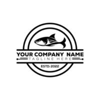 Zalm vis logo ontwerp vector sjabloon. zeevruchten logo ontwerp sjabloon