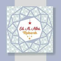 eid al adha mubarak Islamitisch festival sociaal media banier en gelukkig eid al adha mubarak met moskeeën, lichten, maan, en sterren post sjabloon vector