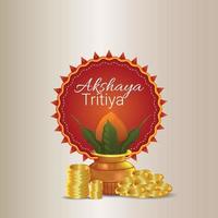 akshaya tritiya vectorillustratie met gouden munten en kalash vector