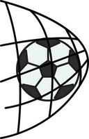voetbal bal in poort netto icoon in grijs en wit kleur. vector