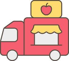 illustratie van appel fruit symbool vrachtauto icoon in rood en geel kleur. vector