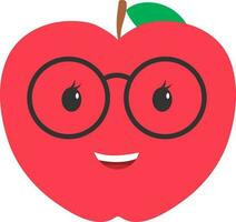 bril vervelend gelukkig tekenfilm appel vlak icoon. vector