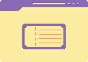 online website ticket icoon in Purper en geel kleur. vector