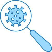zoeken virus icoon in blauw en wit kleur. vector