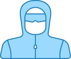 ppe uitrusting vervelend Mens icoon in blauw en wit kleur. vector