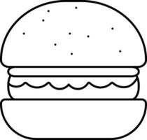 illustratie van hamburger icoon in zwart hartinfarct. vector