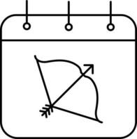 geïsoleerd kalender met pijl boog symbool icoon in zwart schets. vector