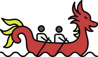 vlak illustratie van mensen varen draak boot kleurrijk icoon. vector