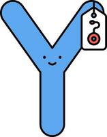 smiley y alfabet brief voor yoyo woorden label in blauw en rood kleur. vector