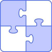 decoupeerzaag puzzel icoon in blauw en wit kleur. vector