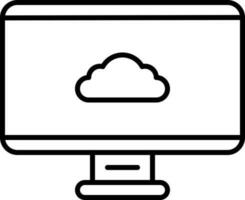 lineair stijl wolk in toezicht houden op scherm icoon. vector