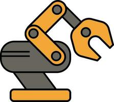industrieel robot arm icoon in oranje en grijs kleur. vector
