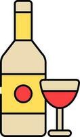 wijn fles met cocktail glas rood en geel icoon. vector