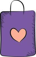 hart symbool dragen zak tekening icoon in perzik en Purper kleur. vector