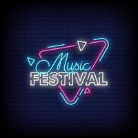 muziekfestival neonreclames stijl tekst vector