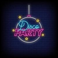 disco party neonreclames stijl tekst vector